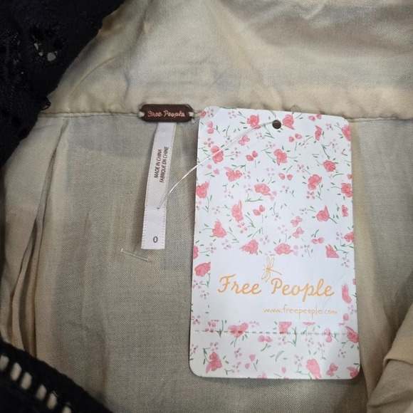 Free People One Million Lovers Black‎ Lace A-Line Dress Size 0 Tan Lining NWT - Picture 8 of 14